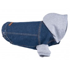 Oblečenie pre psa bunda s kapucňou 40 cm Denim tmavo modrá