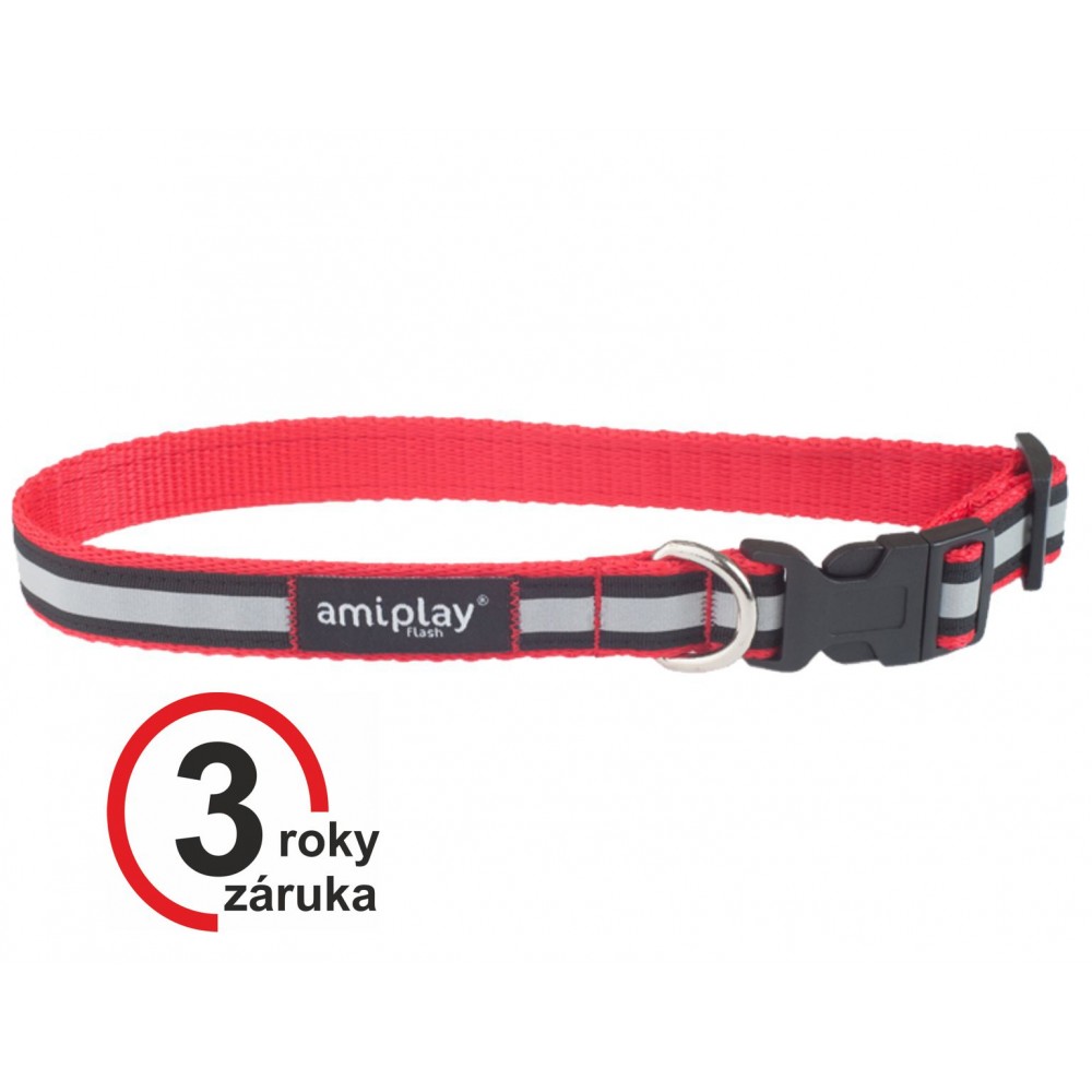 Obojok pre psa Shine polypropylén XL reflexný červený Amiplay Obojok pre psa Shine polypropylén XL reflexný červený Amiplay