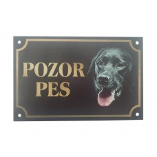 Tabuľka kovová Pozor pes - labrador