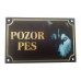 Tabuľka kovová Pozor pes - sibírsky husky 1