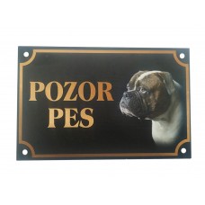 Tabuľka kovová Pozor pes - Boxer