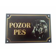 Tabuľka kovová Pozor pes - Cane corso