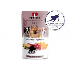PETNER MINI konzerva pre psov hovädzina s tekvicou 150g - 95,5% mäsa a vývaru - prémiové krmivo pre psov