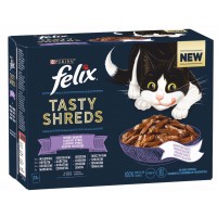 FELIX TASTY SHREDS kapsičky - hovädzie / kura / losos / tuniak v šťave 12x80g