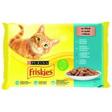 FRISKIES Cat kapsičky - treska / sardinky / losos / tuniak v šťave 4x85g