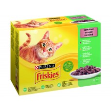 FRISKIES Cat kapsičky - hovädzina / kura / tuniak / treska v šťave 12x85g