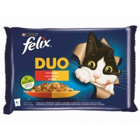 FELIX DUO kapsičky - hovädzie a hydina / kuracie a ľadvinky / jahňacie a teľacie / morčacie a pečeň v želé 4x85g