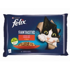 FELIX Fantastic kapsičky - hovädzie / kuracie v želé 4x85g