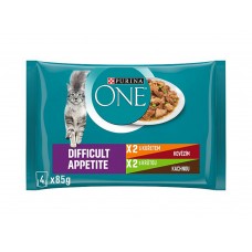 PURINA ONE DIFFICULT APPETITE mini filetky kura a hovädzie / morka a kačica 4x85g