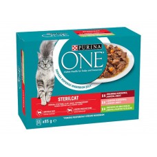 PURINA ONE Sterilcat mini filetky s hovädzím / lososom / morkou 12x85g