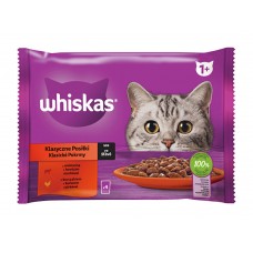 WHISKAS kapsička klasický výber - hovädzina / kura v šťave 4x85g