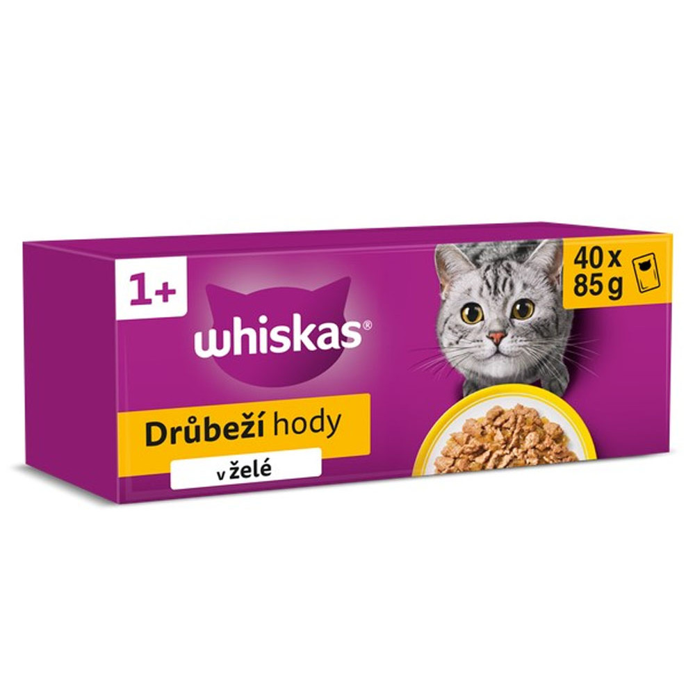 WHISKAS kapsička hydinový výber - kura / morka / hydina / kačka v želé 40x85g WHISKAS kapsička hydinový výber - kura / morka / hydina / kačka v želé 40x85g