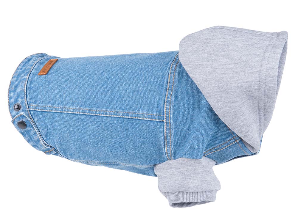 Oblečenie pre psa bunda s kapucňou 30 cm Denim svetlo modrá