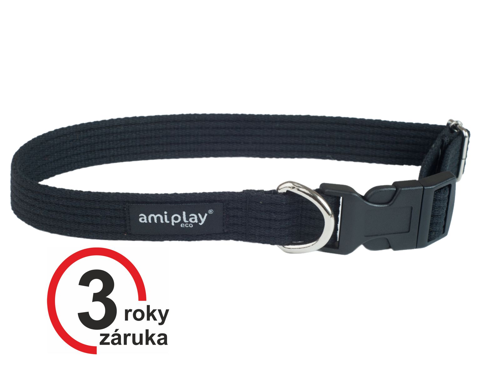 Obojok pre psa bavlnený XL čierny Amiplay