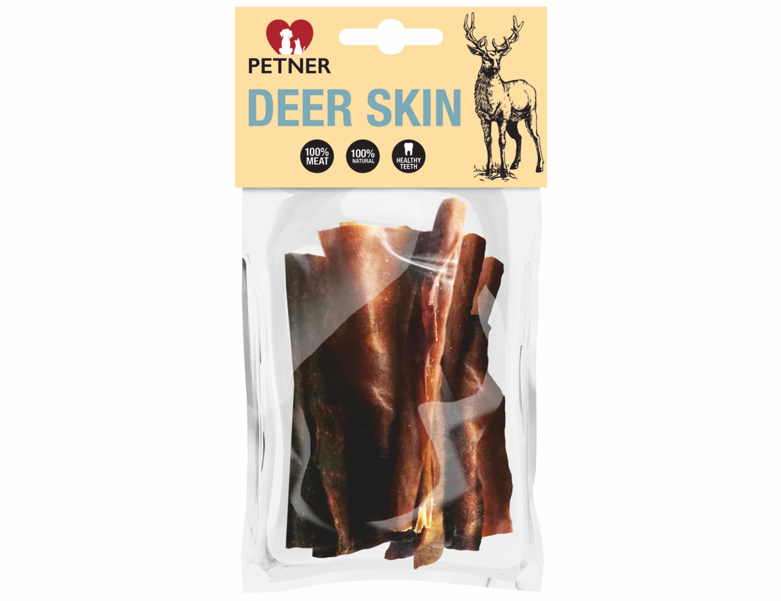 PETNER pamlsky - 100% sušená jelenia koža 100g