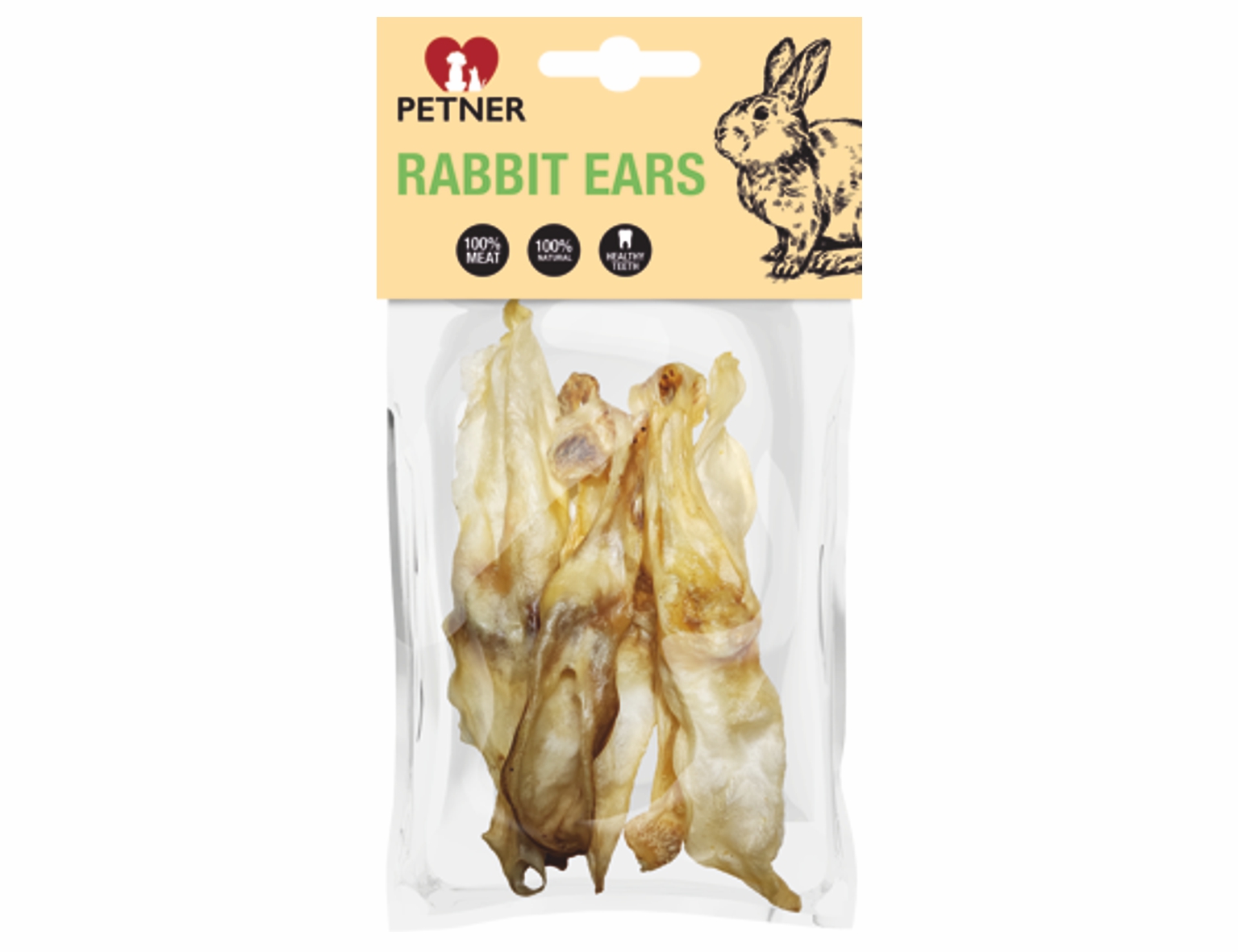 PETNER pamlsky - 100% sušené králičie uši 50g