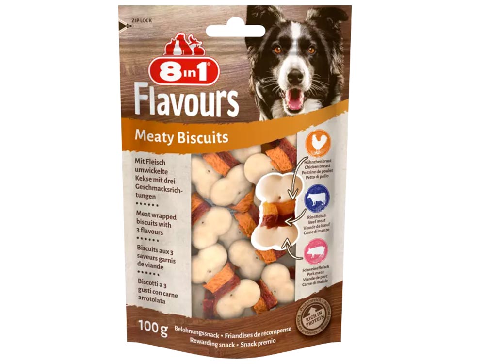 8in1 FLAVOURS Meaty Biscuits 100g