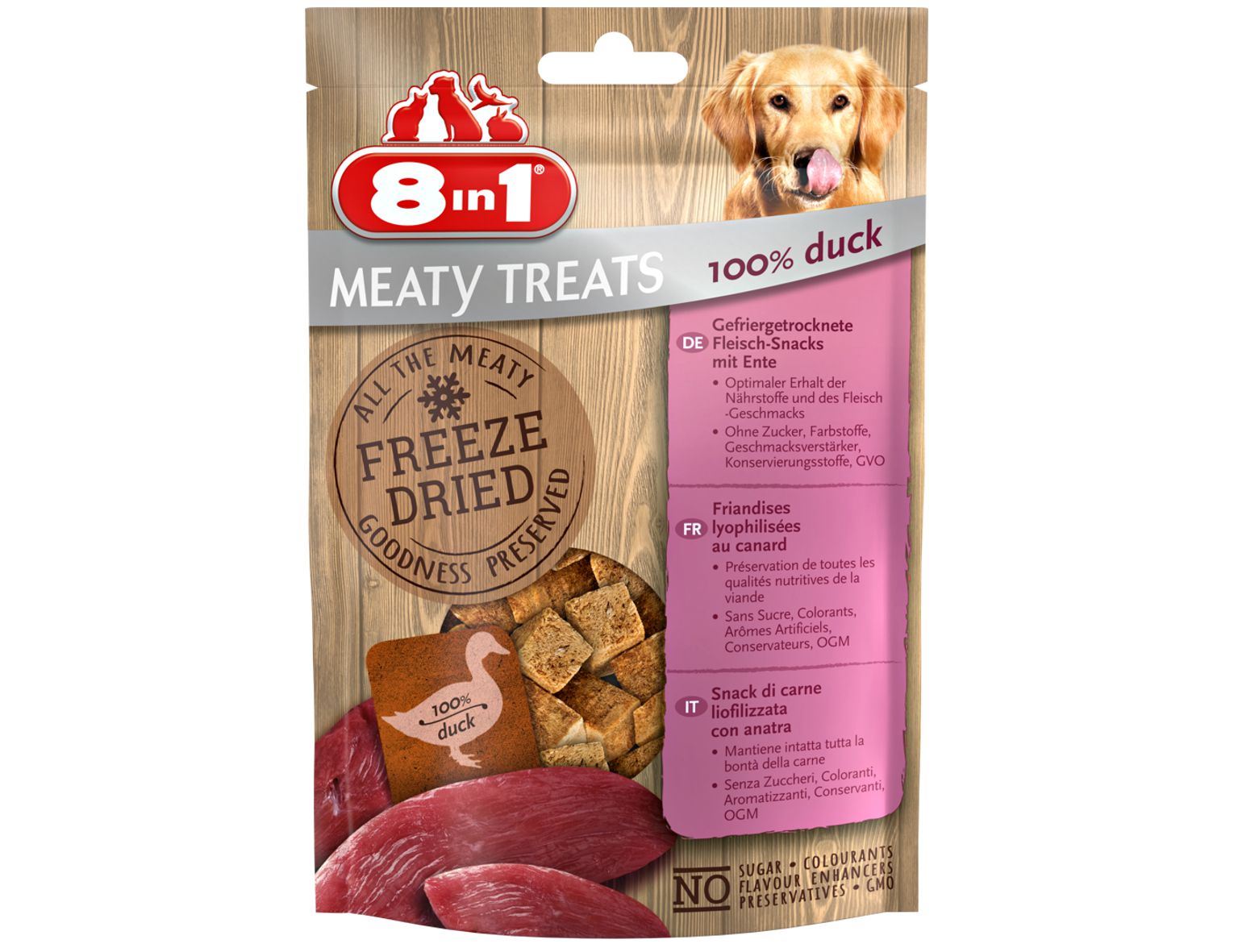 8in1 Dog Freeze Dried Duck 50g - lyofilizované kačacie mäso