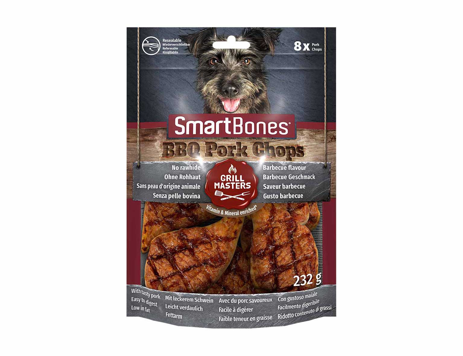 SmartBones pamlsky pre psov GRILL MASTERS bravčové Kotlety 8ks
