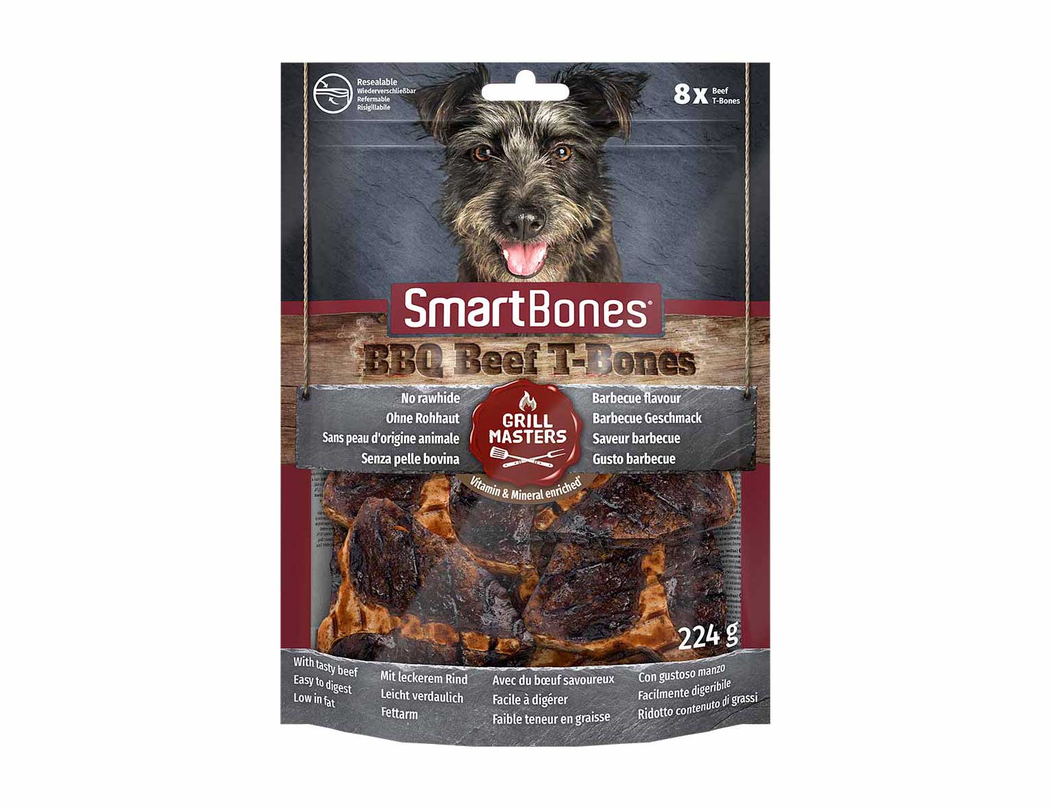 SmartBones pamlsky pre psov GRILL MASTERS hovädzie T-bones 8ks