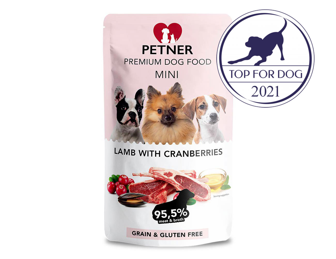 PETNER MINI konzerva pre psov jahňacina s brusnicami 150g - 95,5% mäsa a vývaru - prémiové krmivo pre psov