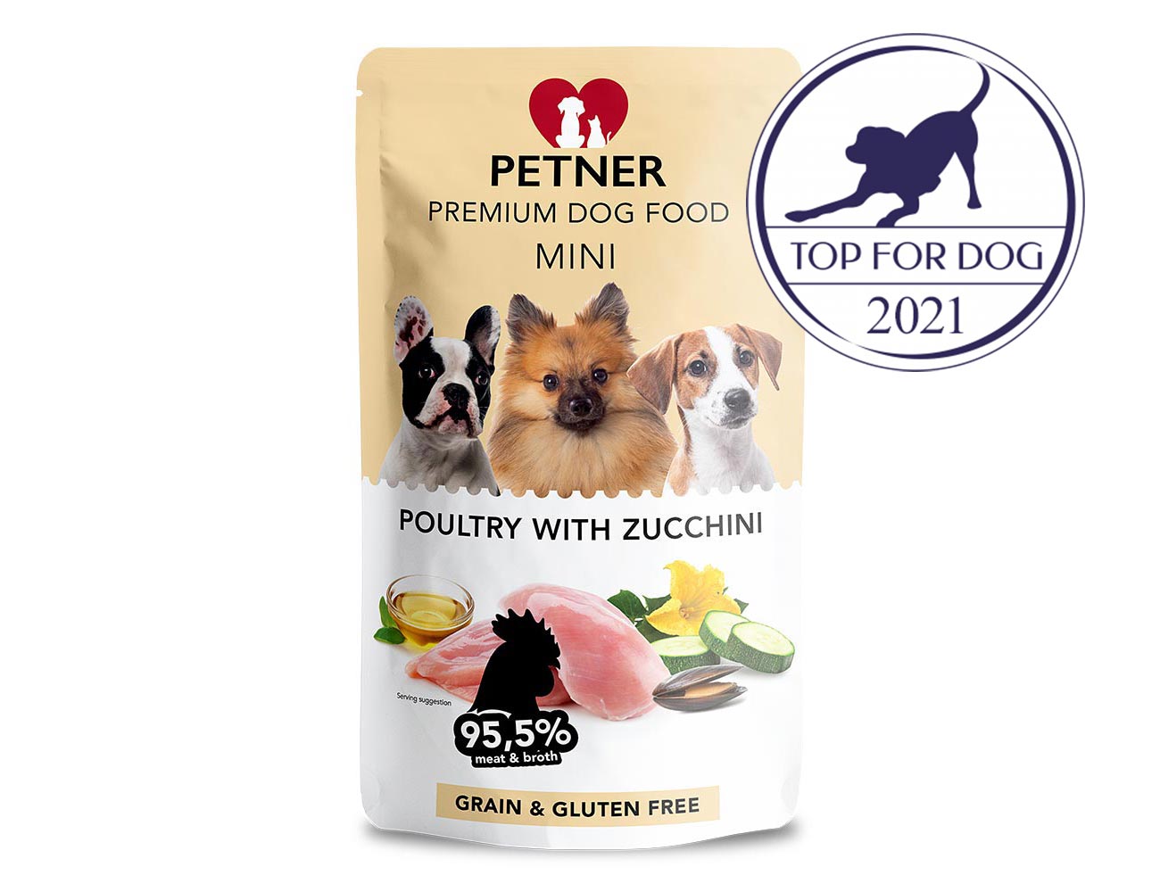 PETNER MINI konzerva pre psov hydina s cuketou 150g - 95,5% mäsa a vývaru - prémiové krmivo pre psov