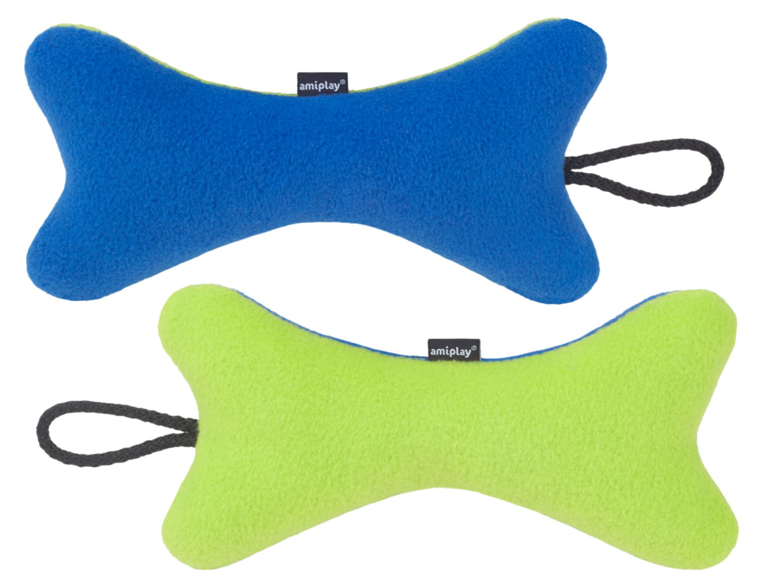 Amiplay hračka pre psov kosť plyšová zeleno modrá pískajúca