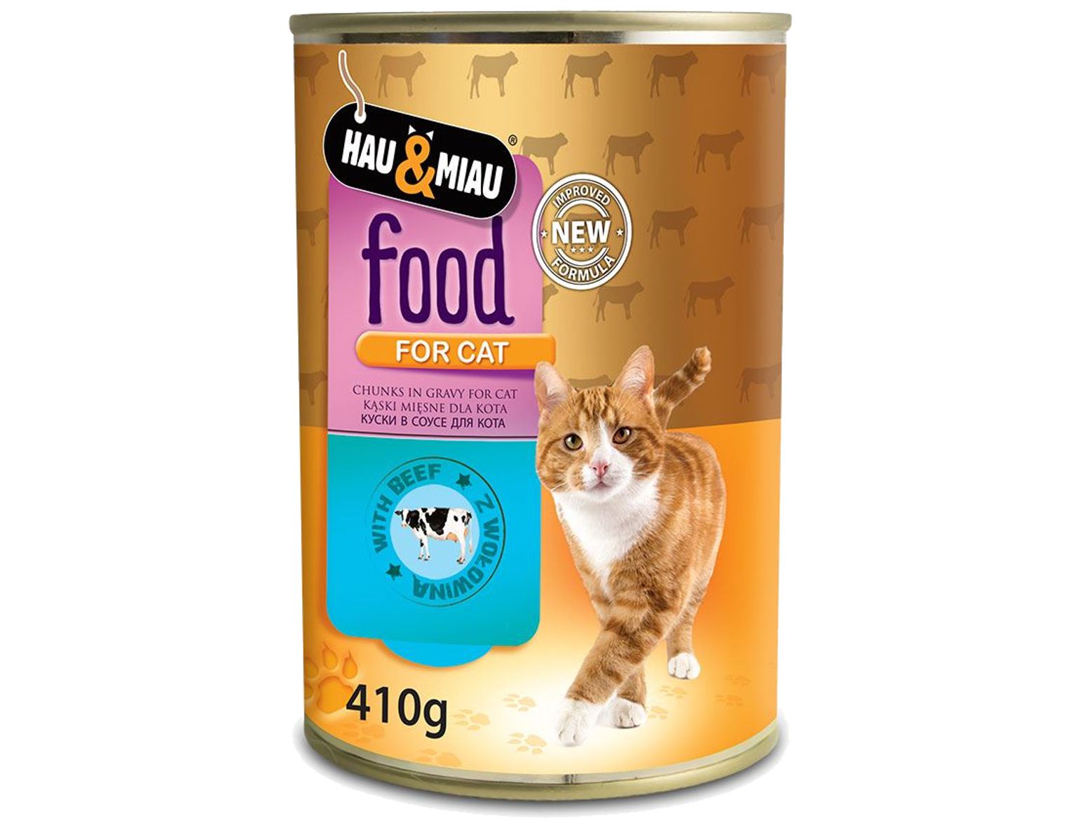 Hau&Miau konzerva pre mačky hovädzina v šťave 31% mäsa 410g