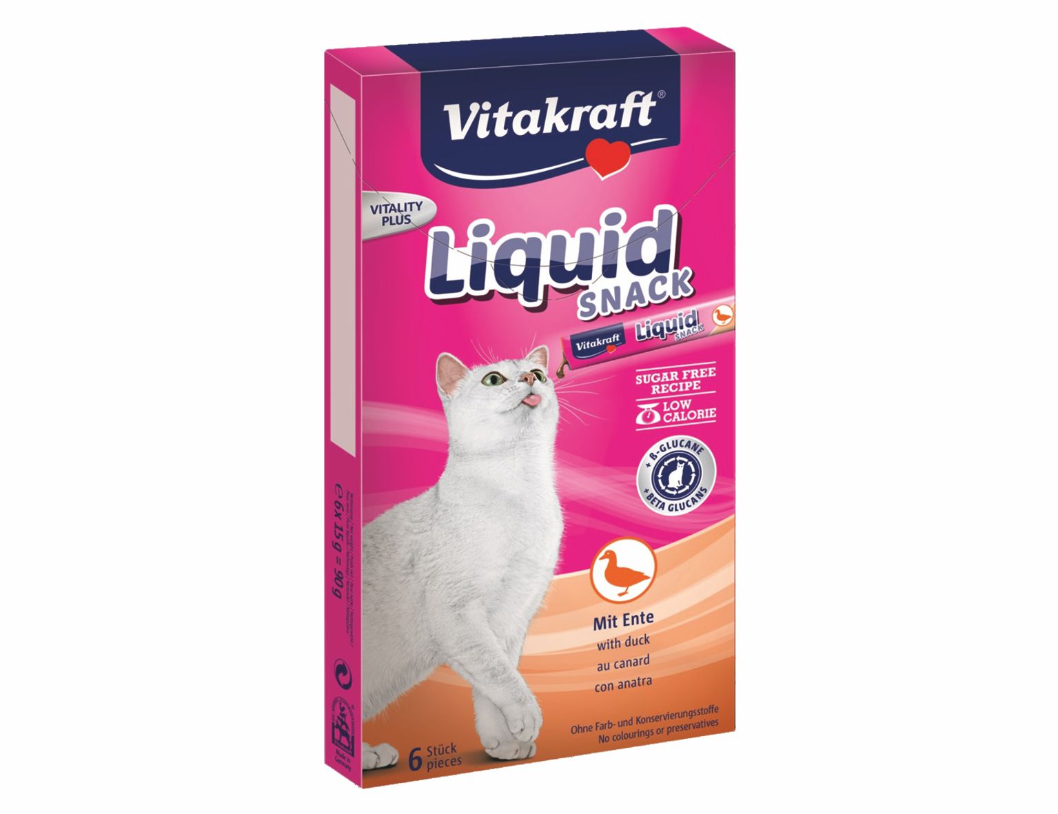 VITAKRAFT-Cat Liquid Snack kačka/betaglukán 6x15g