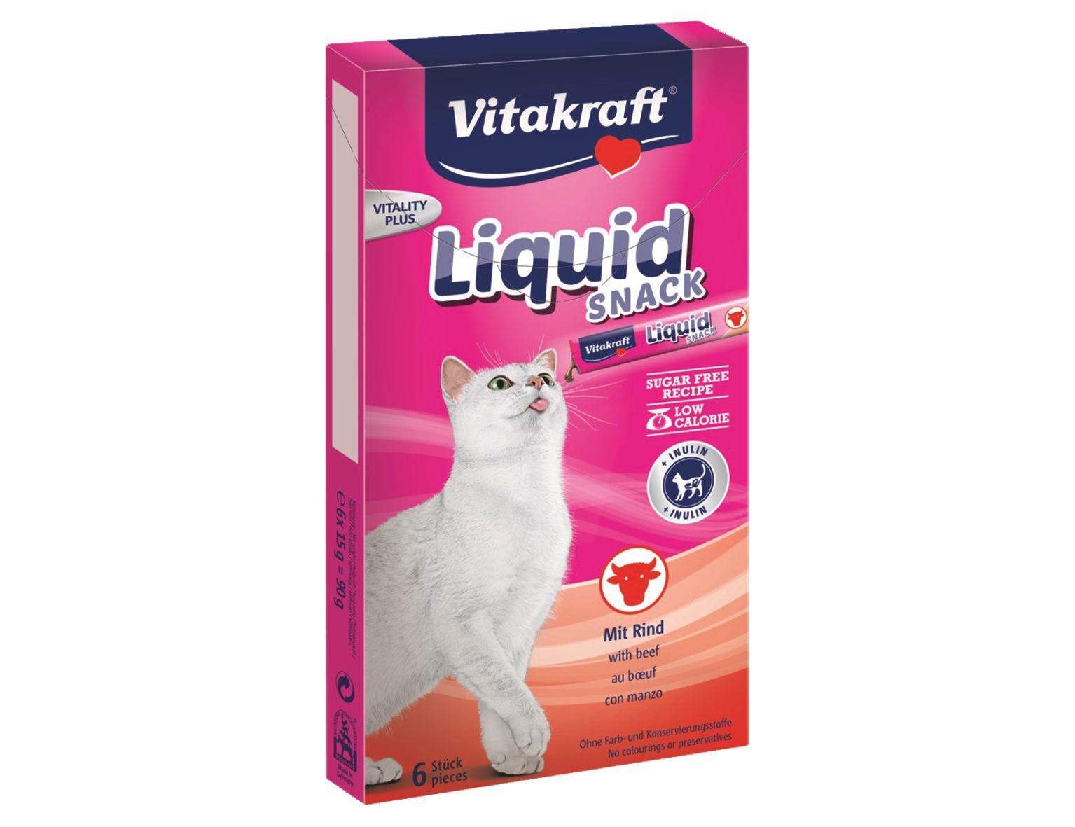 VITAKRAFT-Cat Liquid Snack hovädzina/inulín 6x15g