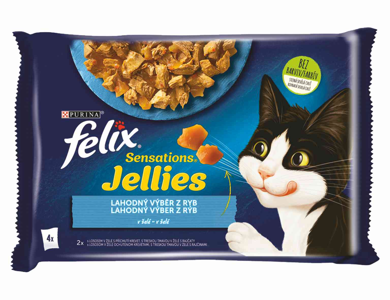 FELIX Sensations Jellies kapsičky - losos s krevetami / treska s rajčinami v želé 4x85g