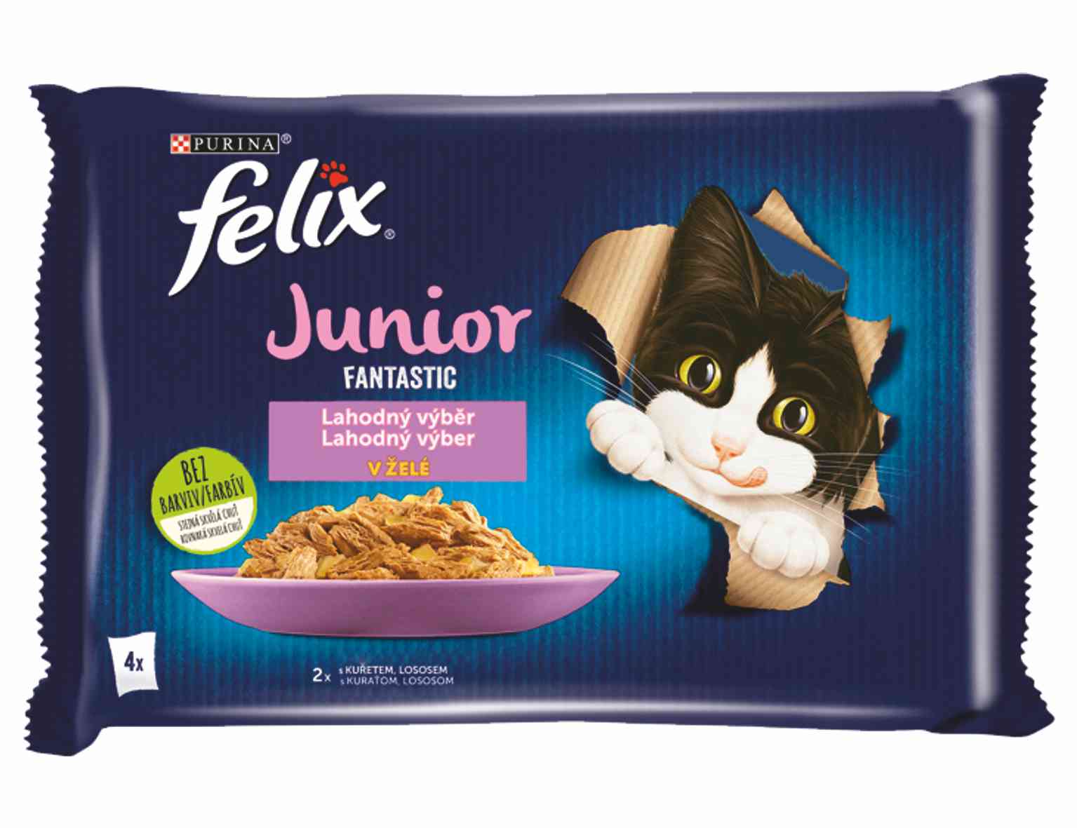 FELIX Fantastic JUNIOR kapsičky - kura / losos v želé 4x85g